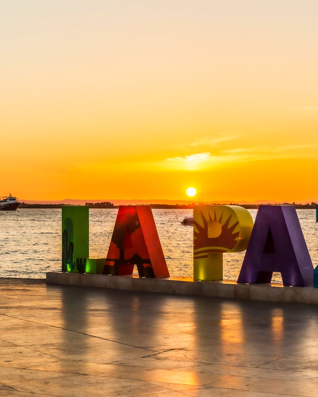 La Paz waterfront at sunset